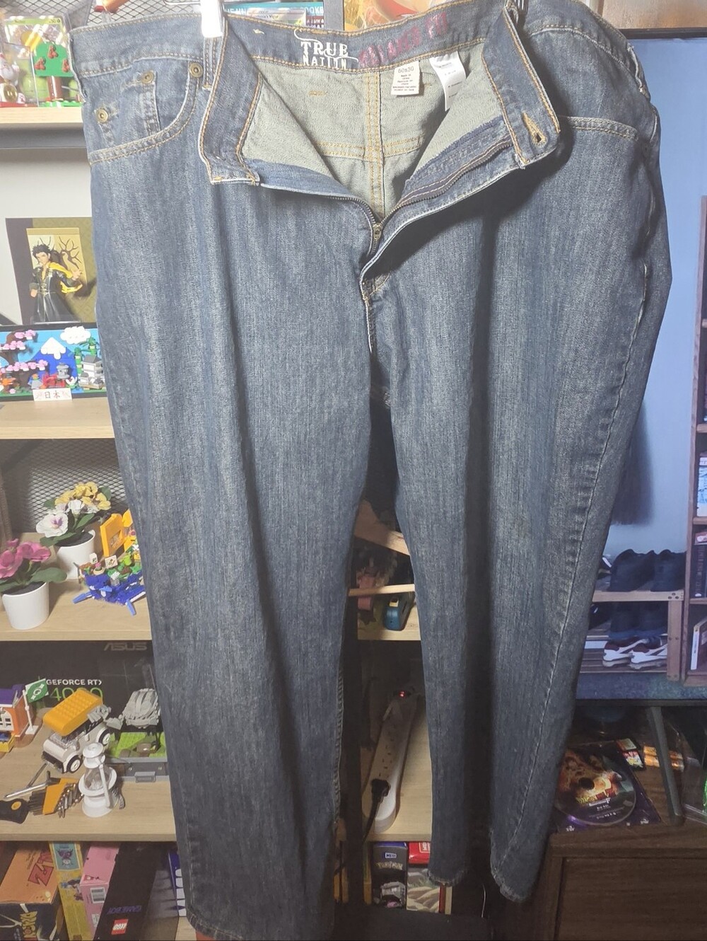 True Nation Men's Blue Denim Jeans Relaxed Fit Straight 50x30